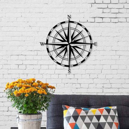 Compass Megapap metal wall art in black color 45x2x45cm.GP037-0122