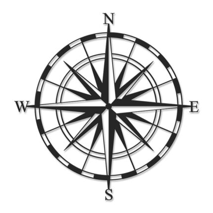 Compass Megapap metal wall art in black color 45x2x45cm.GP037-0122