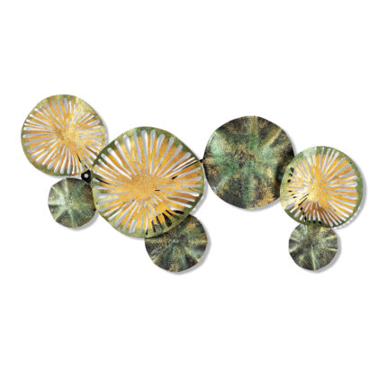 Flower Megapap metal wall art in gold - green color 74x1.5x38cm.GP052-0078