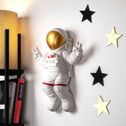 Astronaut Megapap polyester wall art in  white - gold color 35x10x47cm.GP052-0103