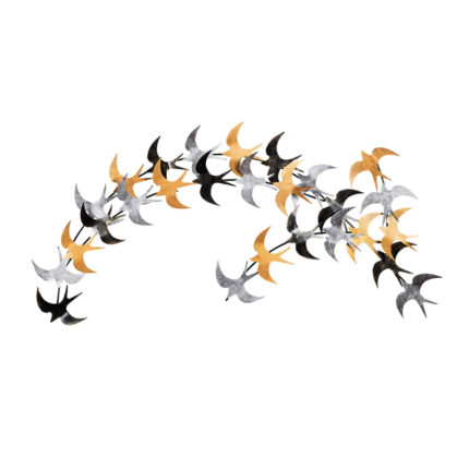 Birds Megapap metal wall art in black - bronze - silver color 137x1.5x62cm.GP052-0076