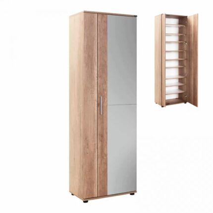 Porto Megapap single-leaf wardrobe with mirror - shoe rack of 30 pairs in tori 60x36x187cm.