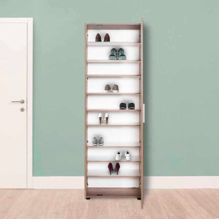 Porto Megapap single-leaf wardrobe with mirror - shoe rack of 30 pairs in tori 60x36x187cm.