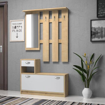 Raynold Megapap melamine entrance furniture in natural - white color 100x30x180cm.