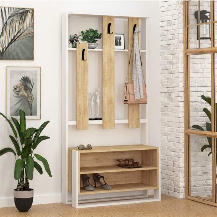 Chester Megapap melamine entrance furniture in oak - white color 90x36x180cm.