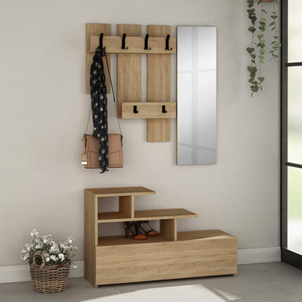 Vesty Megapap melamine entrance furniture in natural beech color 100x36x61cm.