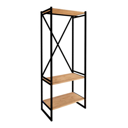 Zula Megapap metallic - melamine entrance furniture - hanger in black - pine oak color 66x30x160cm.