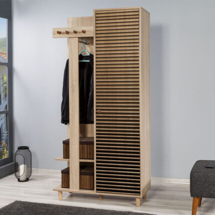 Soho Megapap entrance furniture made of melamine color sonoma 90x36x194cm.