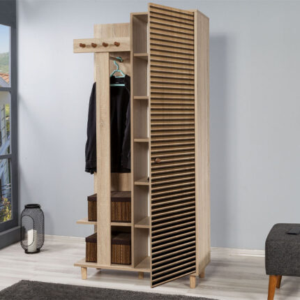Soho Megapap entrance furniture made of melamine color sonoma 90x36x194cm.