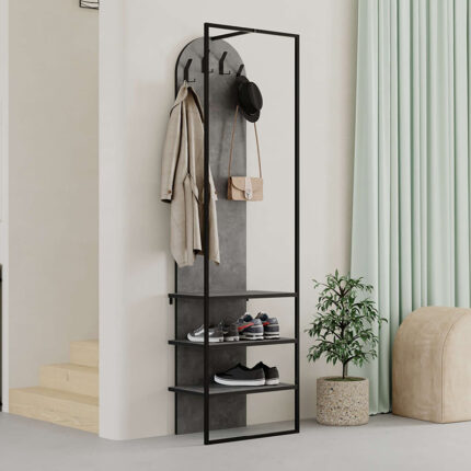Archy Megapap entrance furniture made of melamine - metal retro grey color 53x31.7x180cm.
