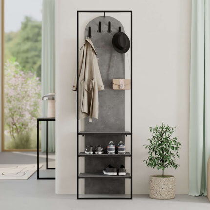 Archy Megapap entrance furniture made of melamine - metal retro grey color 53x31.7x180cm.
