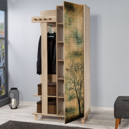Soho Megapap entrance furniture made of melamine color sonoma 90x36x194cm.