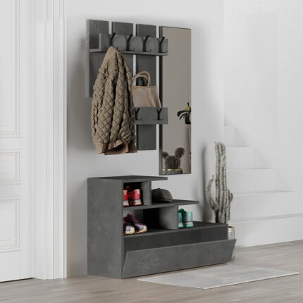 Vesty Megapap melamine entrance furniture in retro grey color 100x36x61cm.