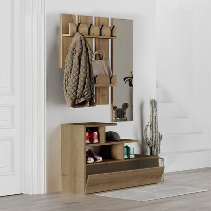 Vesty Megapap melamine entrance furniture in light brown color 100x36x61cm.