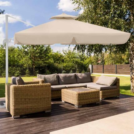Pearl Megapap professional hanging umbrella aluminium frame fabric in ecru color 3x3m