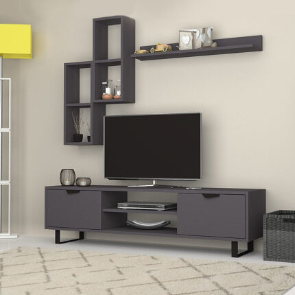Lonsa Megapap melamine TV unit in grey color 160x35x40cm.