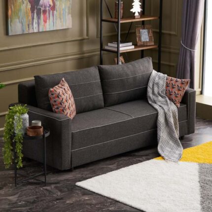 Ece Megapap fabric sofa three - seater in anthracite color 215x90x88cm.