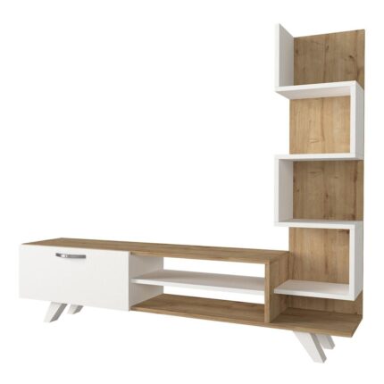 KEROS Composition White/Natural Chipboard/Melamine 150x30x132cm