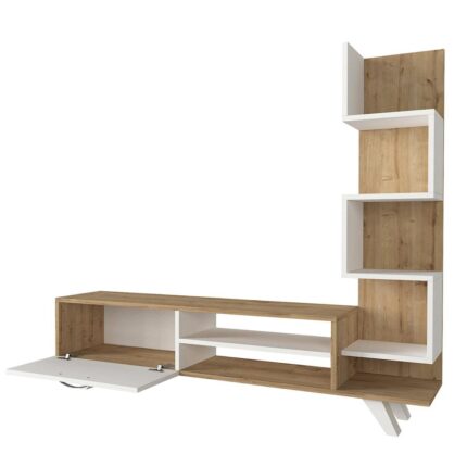 KEROS Composition White/Natural Chipboard/Melamine 150x30x132cm