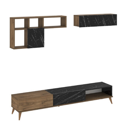 TV STAND ISOLDE ΔΡΥΣ/ΛΕΥΚΟ ΜΑΡΜΑΡΟ 180x33x41cm