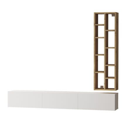 ΣΥΝΘΕΤΟ BROMLEY 174.6x27.3x145cm ΛΕΥΚΟ/ΚΑΦΕ