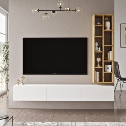 ΣΥΝΘΕΤΟ BROMLEY 174.6x27.3x145cm ΛΕΥΚΟ/ΚΑΦΕ