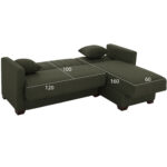 HM3244.05, corner sofa-bed, dark olive, reversible, 200x133x77cm