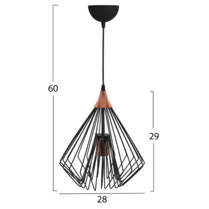 CEILING PENDANT BLACK METAL RODS DIAMOND-SHAPED Φ28x60Hcm.HM7683.01