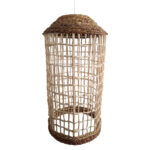 CEILING PENDANT OBLONG CYLINDRICAL CAP ABACA FIBERS IN NATURAL Φ21x43-120Hcm.HM7768