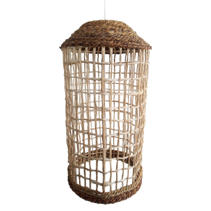 CEILING PENDANT OBLONG CYLINDRICAL CAP ABACA FIBERS IN NATURAL Φ21x43-120Hcm.HM7768