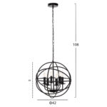 CEILING PENDANT LAMP HM4127 BLACK METAL SPHERE 6-LIGHT Φ42x108Hcm.