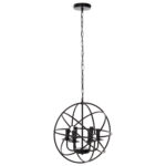 CEILING PENDANT LAMP HM4127 BLACK METAL SPHERE 6-LIGHT Φ42x108Hcm.