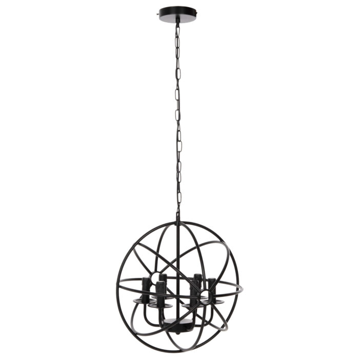CEILING PENDANT LAMP HM4127 BLACK METAL SPHERE 6-LIGHT Φ42x108Hcm.