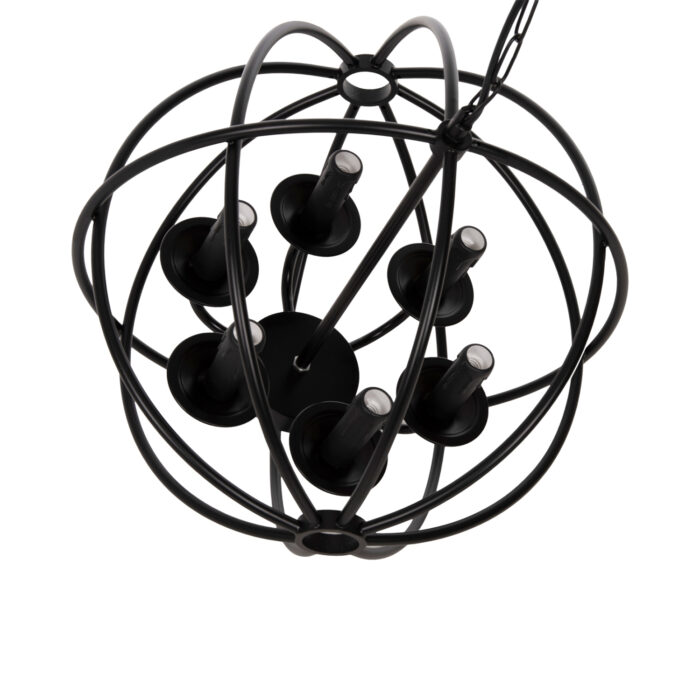 CEILING PENDANT LAMP HM4127 BLACK METAL SPHERE 6-LIGHT Φ42x108Hcm.