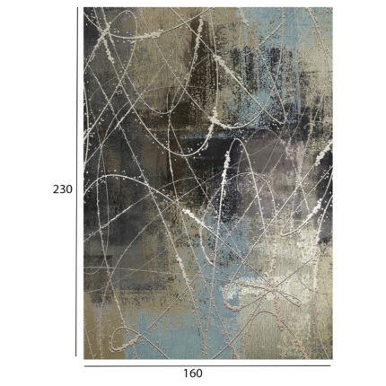 HM7675.22  160X230cm, carpet with random curves, FRINGES
