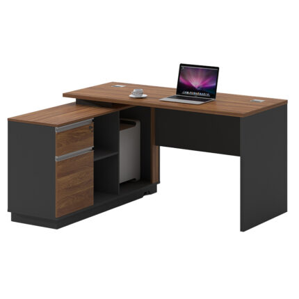 Professional left corner office desk Oscar pakoworld walnut-anthracite 160x140x76cm
