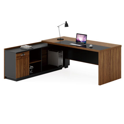 Professional left corner office desk Oscar pakoworld walnut-anthracite 220x180x76cm