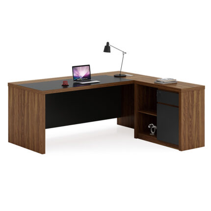 Professional reversible corner office desk Oscar pakoworld walnut-charcoal 200x188,6x76cm