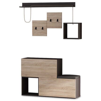 Entrance furniture-shoe cabinet HOLDON pakoworld in anthracite-natural colour with a capacity of 12 pairs 120x36.5x87cm