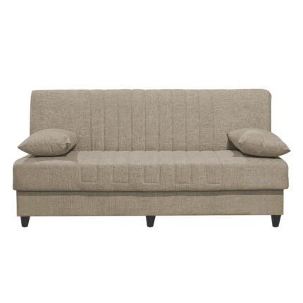 Romina three-seater sofa-bed with storage space pakoworld cream fabric 190x75x85cm