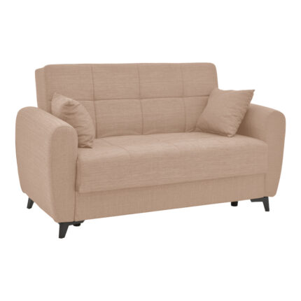 Sofa-bed with storage two-seater Lincoln pakoworld beige fabric 165x75x85cm