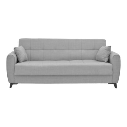 Lincoln three-seater sofa-bed with storage space pakoworld light gray fabric 225x75x85cm