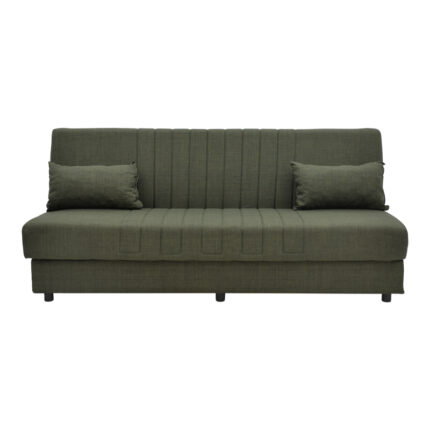 Romina three-seater sofa-bed with storage space pakoworld green fabric 190x75x85cm