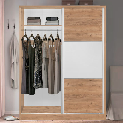 Wardrobe with 2 sliding doors Chase pakoworld in oak colour 152.5x56.5x185cm