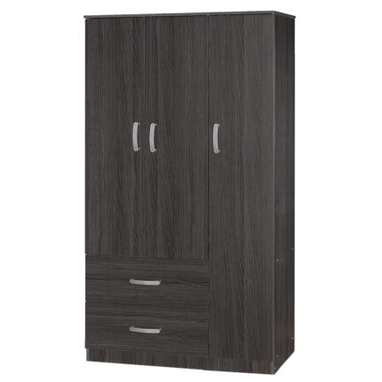 Wardrobe Zelia pakoworld with 2 doors and drawers in wenge color 90x42x180cm