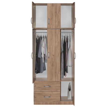 3 door wardrope and cabinet Zelia pakoworld natural 90x42x240cm