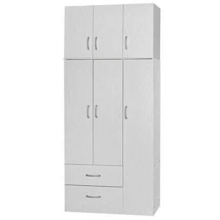 3 door wardrope and cabinet Zelia pakoworld white 90x42x240cm