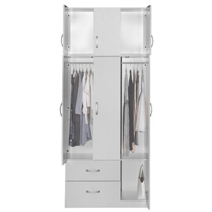 3 door wardrope and cabinet Zelia pakoworld white 90x42x240cm