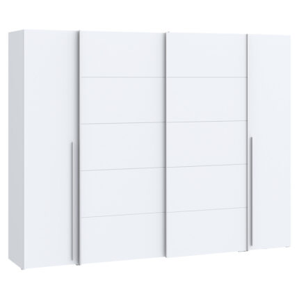 Wardrobe Verzo pakoworld 4 doors white melamine 270.5x61.5x210.5cm