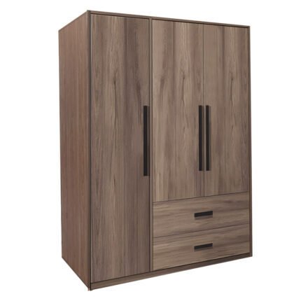 3-door wardrope Edritte pakoworld with drawers light walnut 120x52x195cm